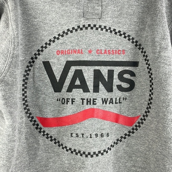VANS Hooded Sweatshirt Kids Size Small Unisex Gray/Black/Red - Picture 7 of 9